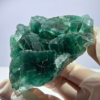 Rare spécimen de cube de fluorite fantôme, parqueté vert Okorusu, Namibie, 61 x 48 x 24 mm 