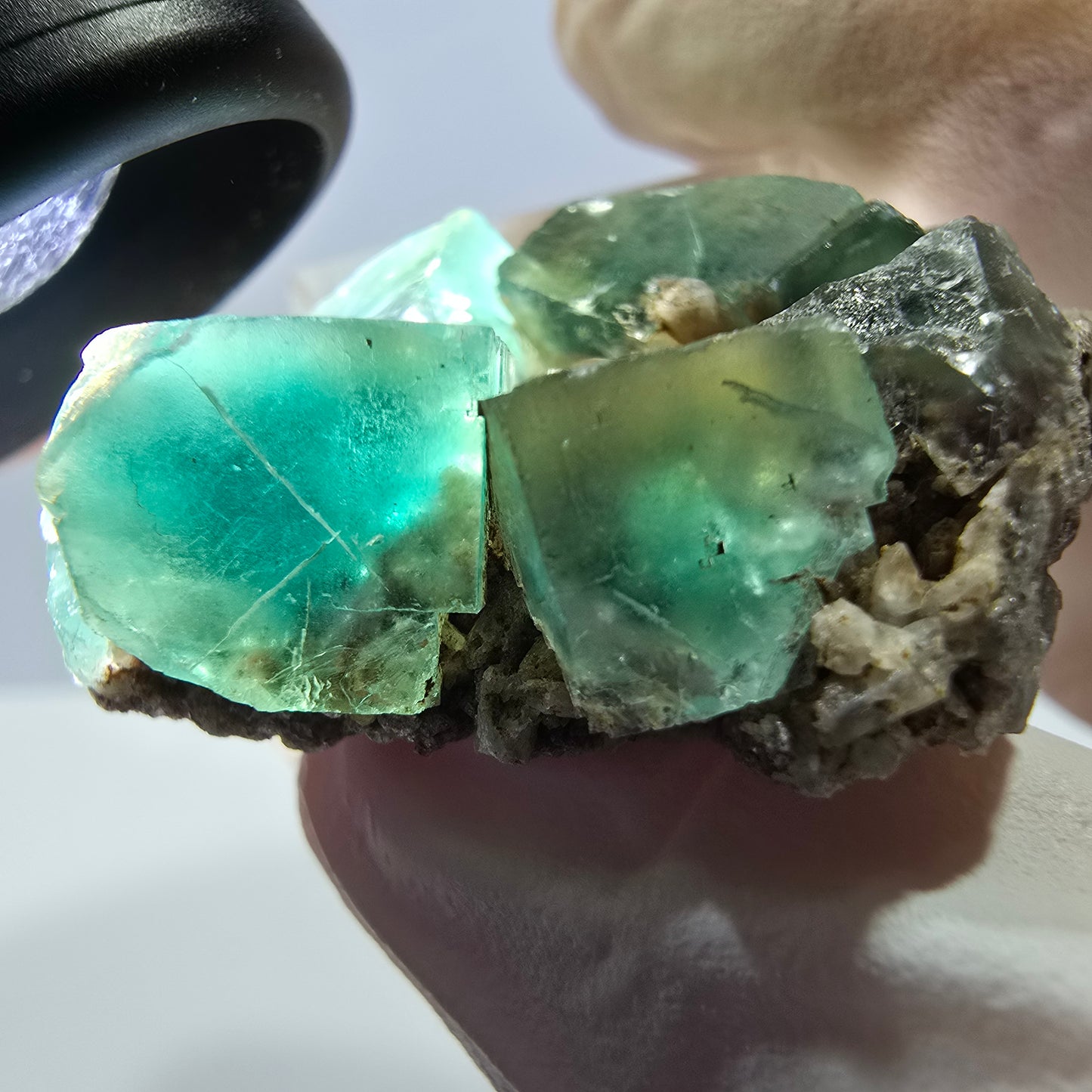 Phantom Fluorit Würfel, Quarz Stufe, grün Okorusu, Namibia 39*32*13mm