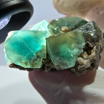 Phantom Fluorit Würfel, Quarz Stufe, grün Okorusu, Namibia 39*32*13mm