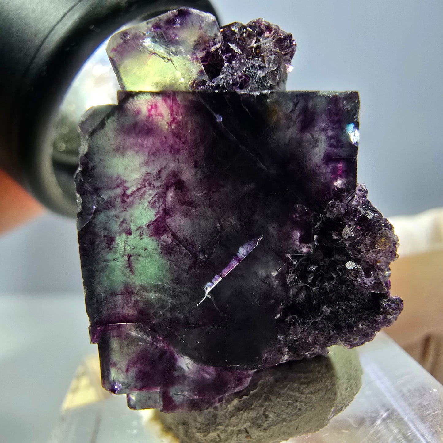 Phantom Fluorit Würfel Stufe, grün lila Okorusu, Namibia 27*22*18mm