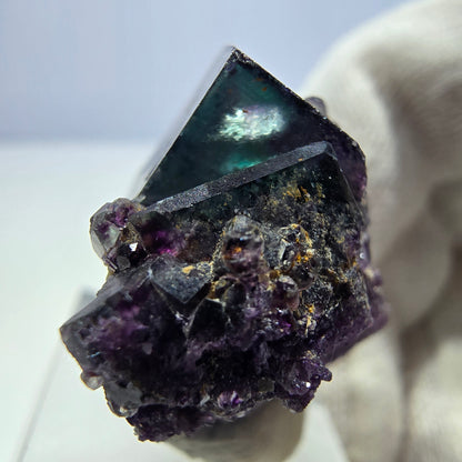Klare Phantom Fluorit Würfel Stufe zonal grün lila Okorusu, Namibia 36*26*25mm