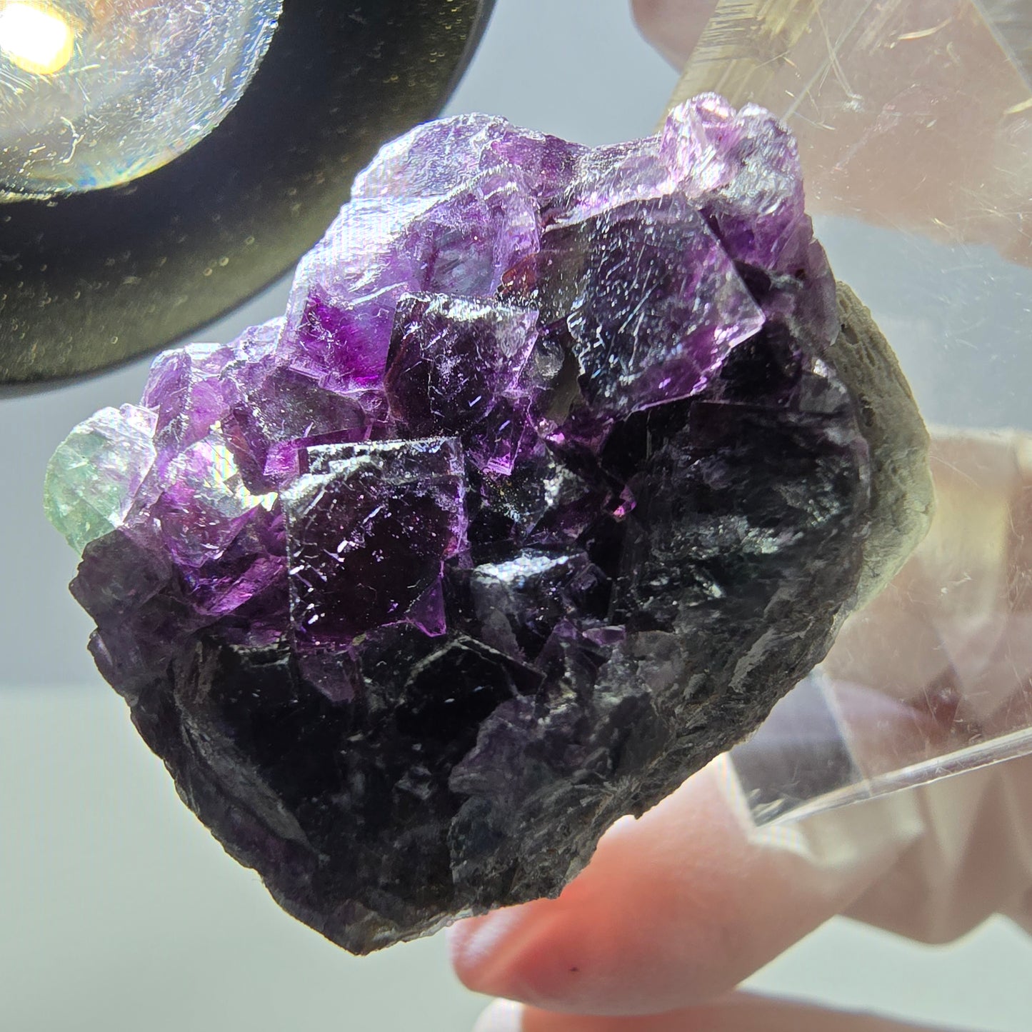 Phantom Fluorit Würfel Stufe, grün lila Okorusu, Namibia 27*25*13mm
