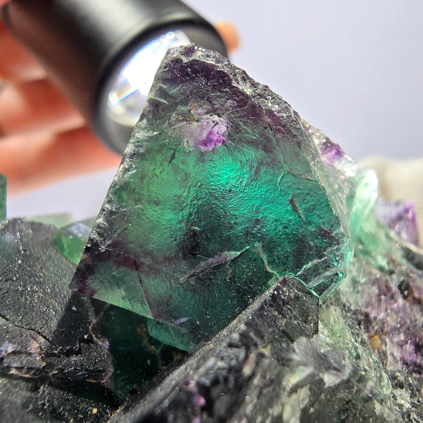 Große Phantom Fluorit Würfel Stufe parkettiert zonal Okorusu Namibia 100*47*36mm