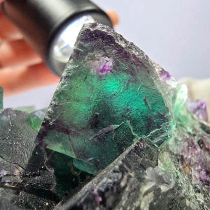 Große Phantom Fluorit Würfel Stufe parkettiert zonal Okorusu Namibia 100*47*36mm