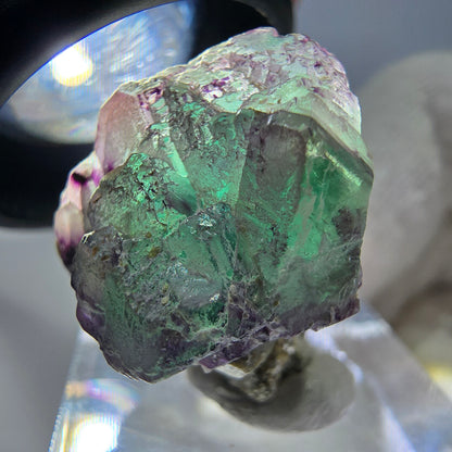 Cube de fluorite fantôme zonal, spécimen de muscovite, Erongo, Namibie, 24 x 20 x 19 mm 