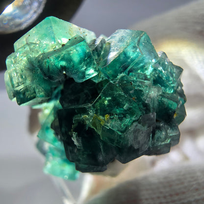 Cube de fluorite fantôme, spécimen de tourmaline Schorl, Erongo, Namibie, 34 x 27 x 22 mm 