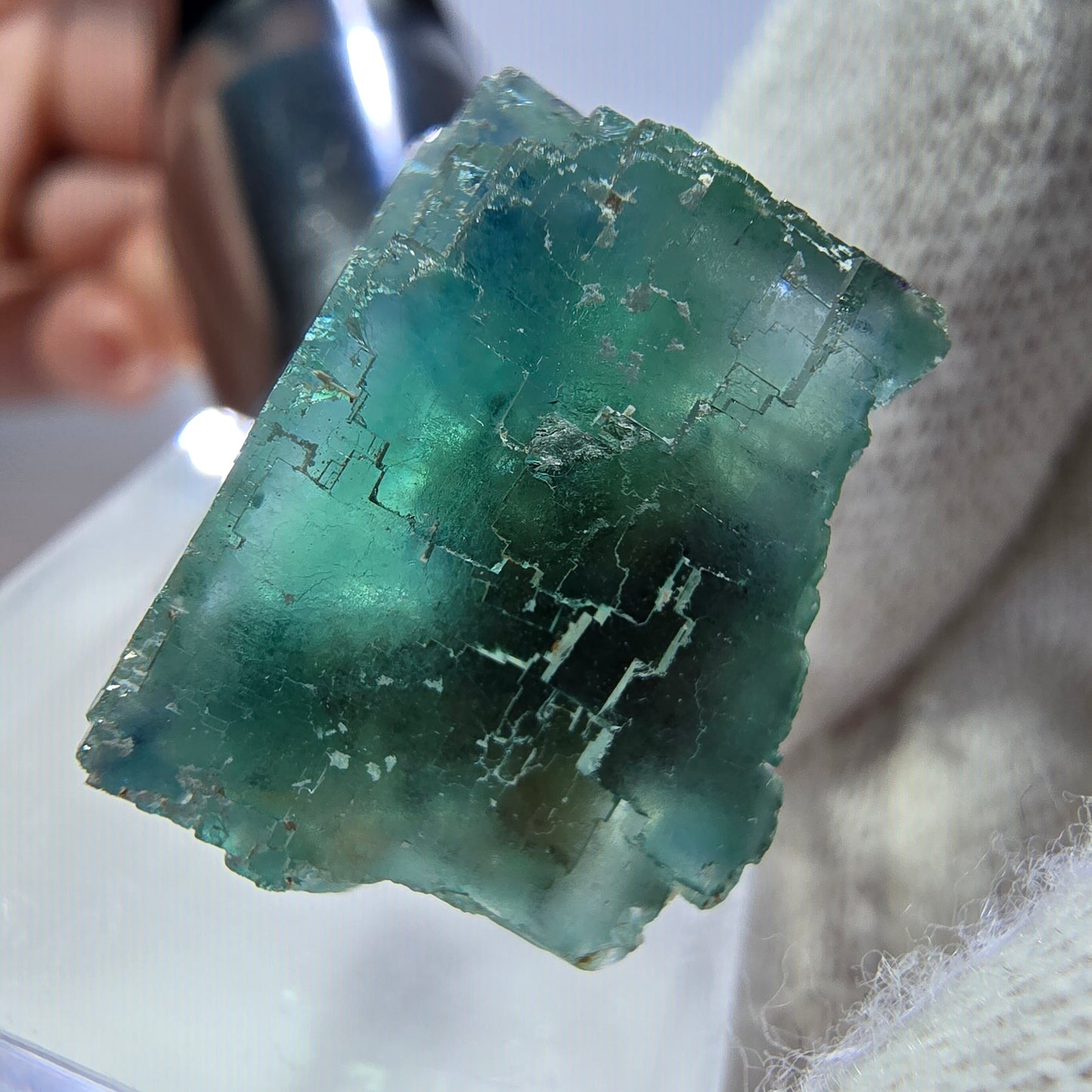 Klarer Phantom Fluorit Würfel parkettiert grün türkis Okorusu Namibia 26*24*16mm