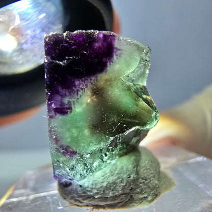 Cube de fluorite fantôme parqueté, zonal, vert violet Okorusu, Namibie 15*15*10mm 