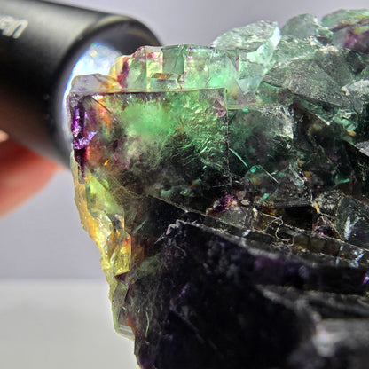 Spécimen de cube de fluorite fantôme transparent, parqueté, zonal, Okorusu, Namibie, 72 x 54 x 23 mm 