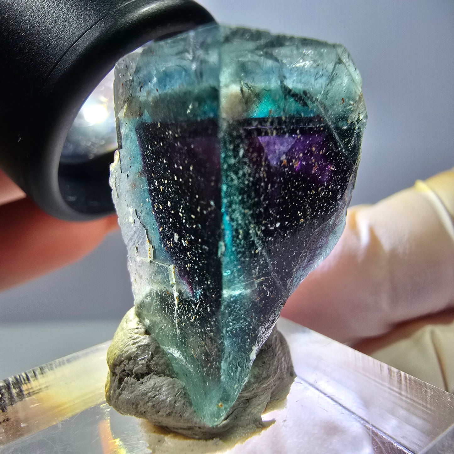 Phantom Fluorit Würfel parkettiert, grün lila Okorusu, Namibia 27*20*16mm