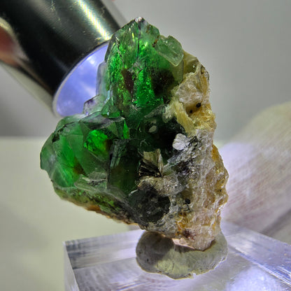 Cube de fluorite fantôme zonal, tourmaline hyalite muscovite Schörl, Erongo, Namibie 24 x 22 x 11 mm 