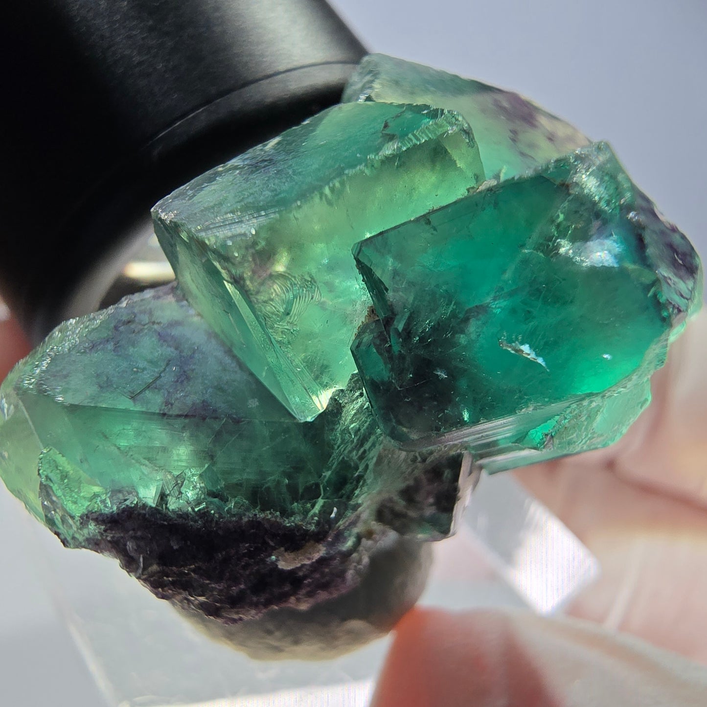Phantom Fluorit Würfel Stufe, parkettiert grün lila Okorusu, Namibia 31*30*20mm