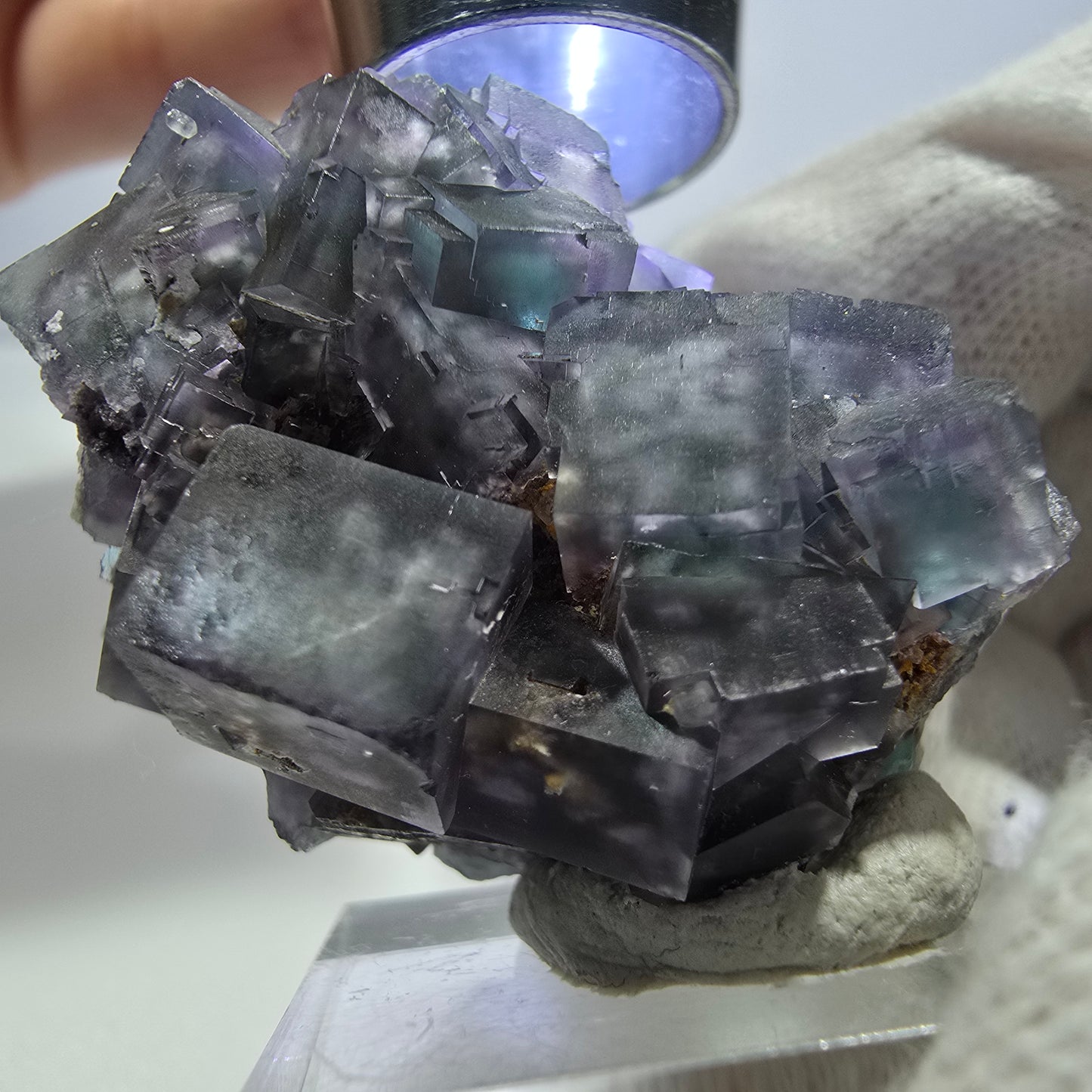 Clear Phantom Fluorite Cube Specimen zonal green purple Okorusu, Namibia 42*32*33mm 