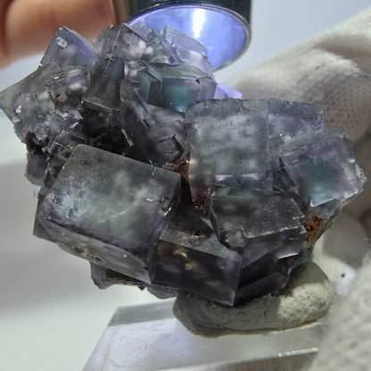Clear Phantom Fluorite Cube Specimen zonal green purple Okorusu, Namibia 42*32*33mm 