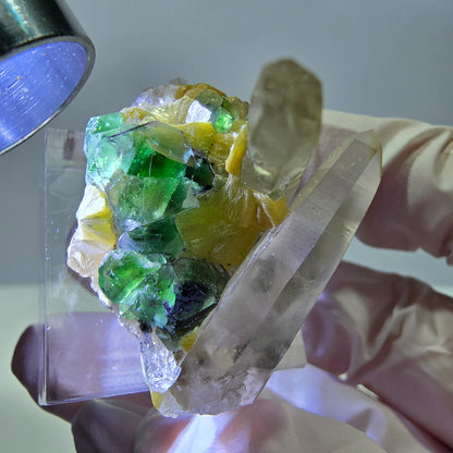 Phantom Fluorit Würfel Rauchqaurz Muskovit Stufe Erongo, Namibia 37*29*23mm