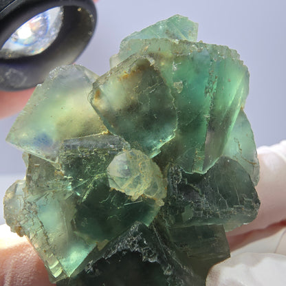 Rare cube de fluorite fantôme, spécimen de quartz vert Okorusu, Namibie, 55 x 36 x 20 mm 