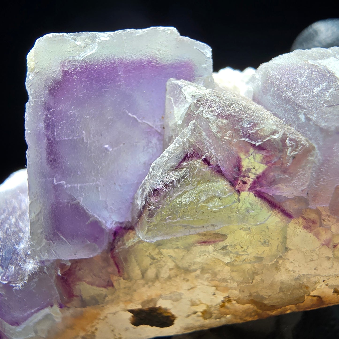 Phantom Fluorite Cube on Quartz Cluster purple green Omehane, Namibia 77*31*31mm