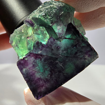 Spécimen de cube de fluorite fantôme, parqueté vert violet Okorusu, Namibie 36*31*29 mm 
