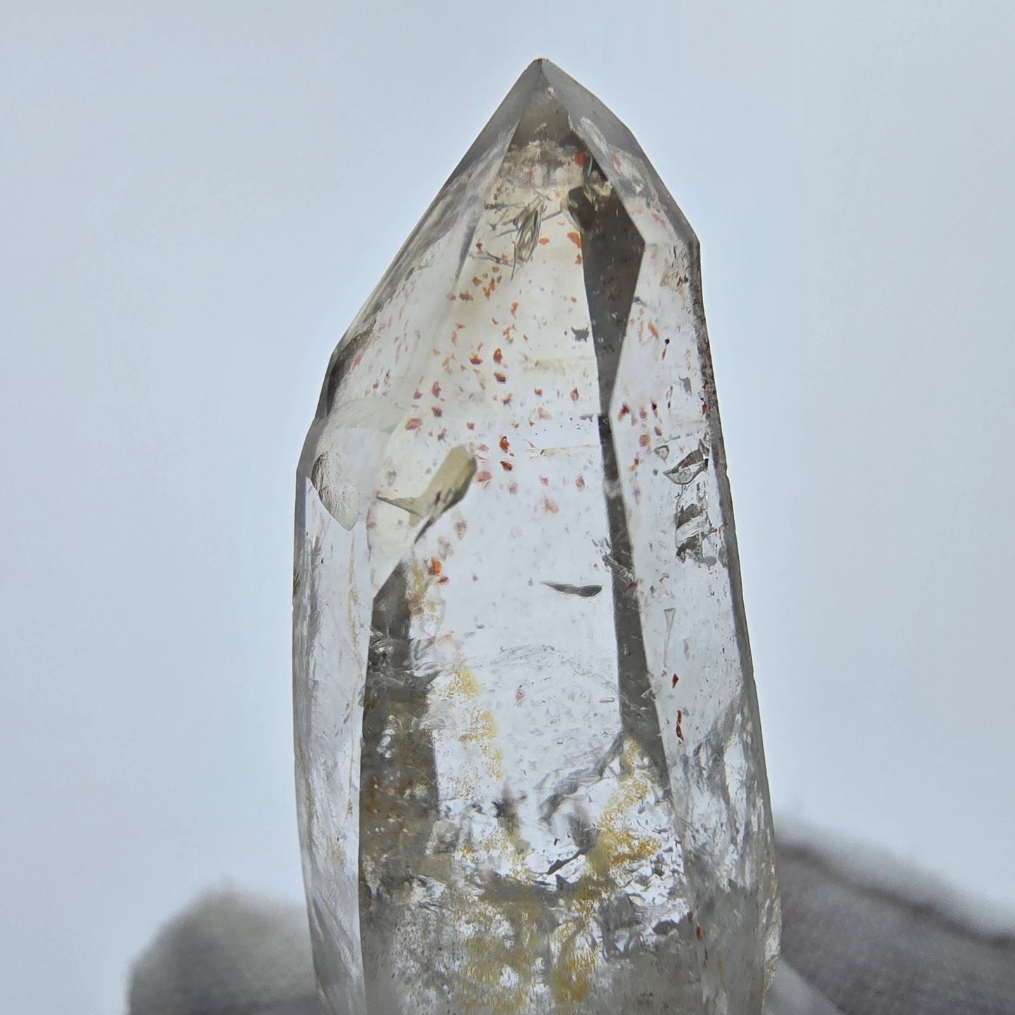 Enhydro Phantom Smoky Quartz Sceptre Tip 2x Bubble Goboboseb, Namibie 40*17*15mm 