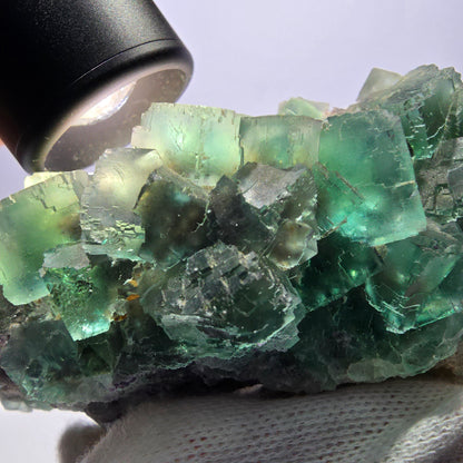 Grand spécimen de cube de fluorite fantôme, parqueté zonal Okorusu Namibie 99*62*47mm 