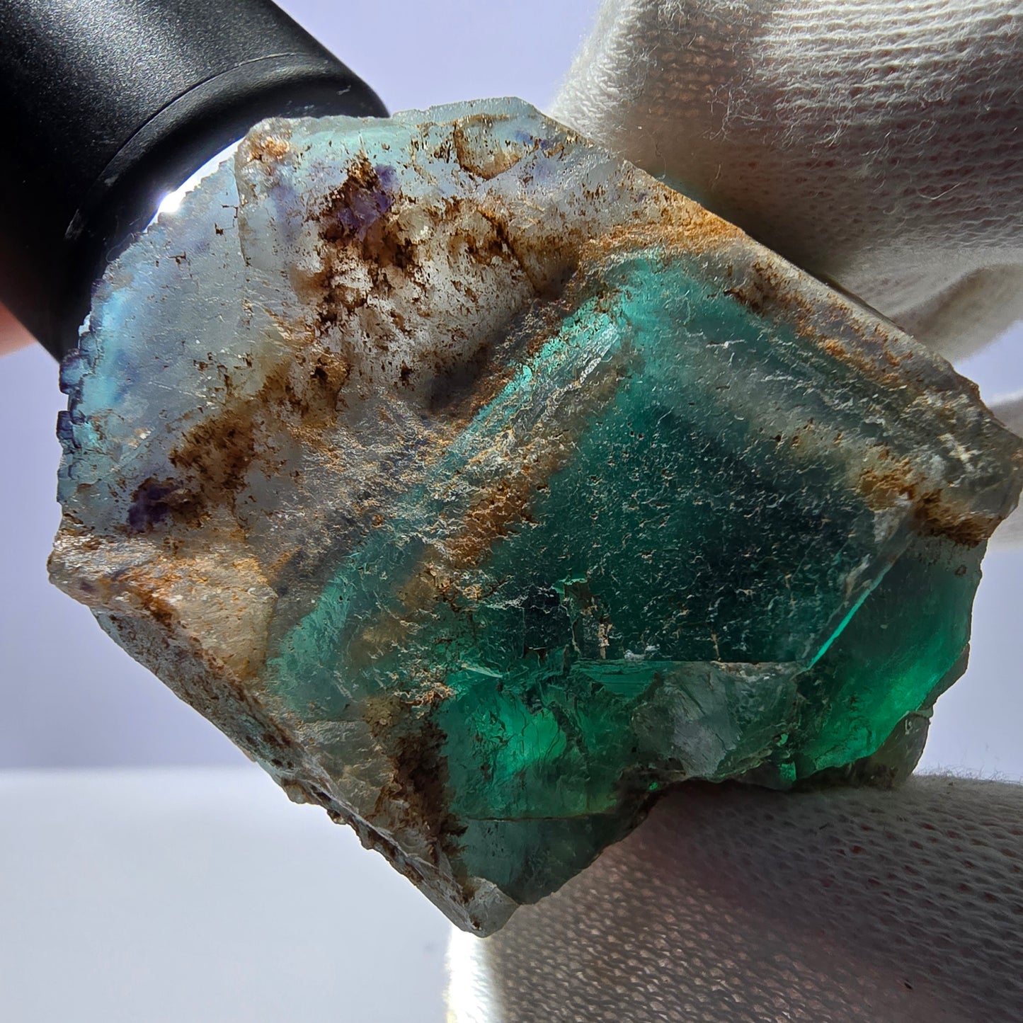 Phantom Fluorit Würfel Stufe, parkettiert zonal Okorusu Namibia 65*54*41mm