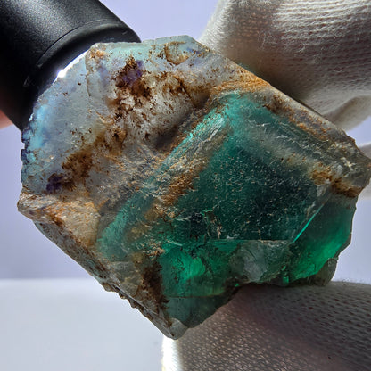 Phantom Fluorit Würfel Stufe, parkettiert zonal Okorusu Namibia 65*54*41mm