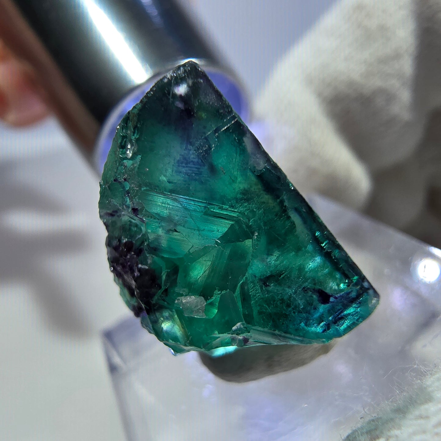 Rare Phantom Fluorite Cube, zonal green purple Okorusu, Namibia 22*22*13mm 
