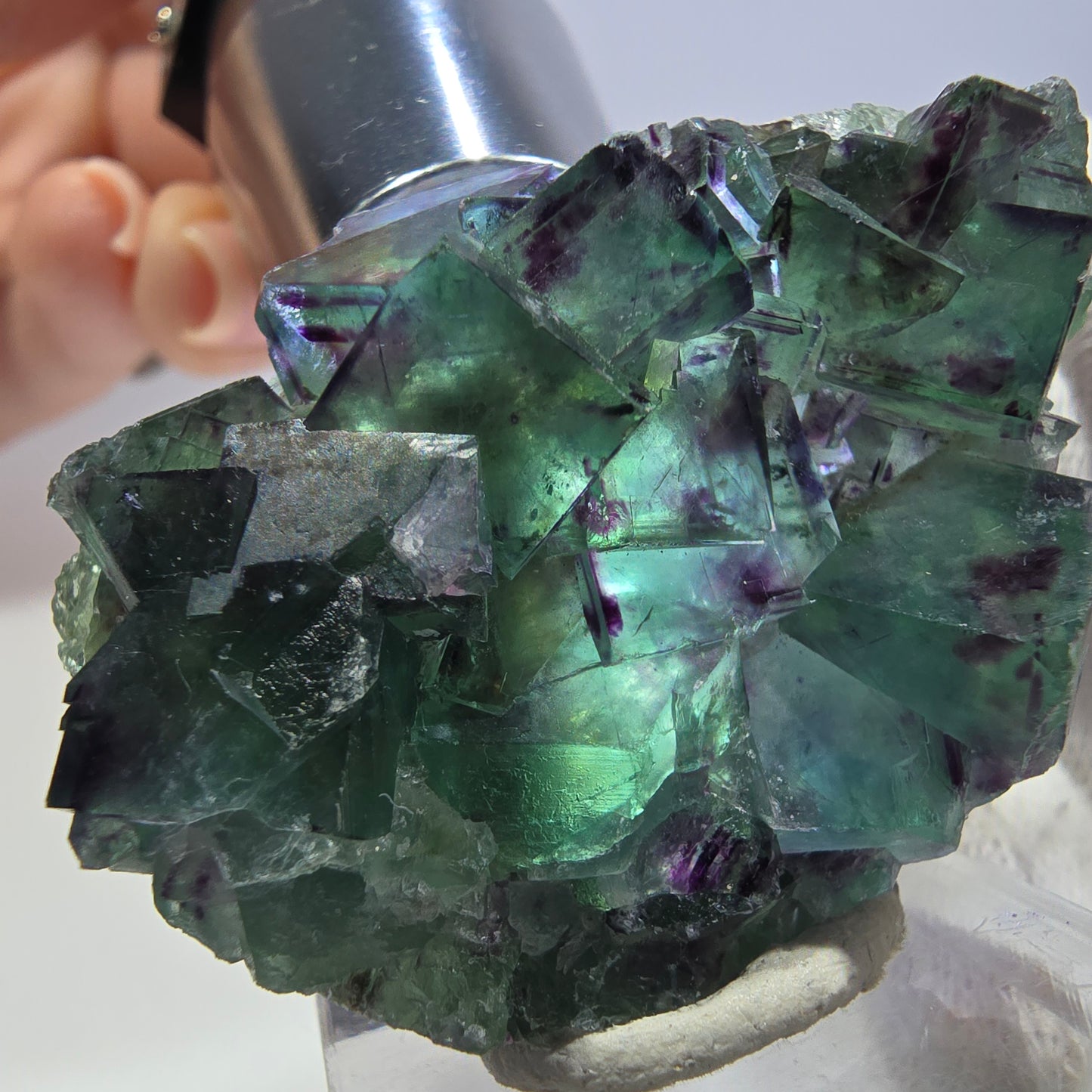 Clear Phantom Fluorite Cube Specimen zonal green purple Okorusu, Namibia 45*31*13mm 