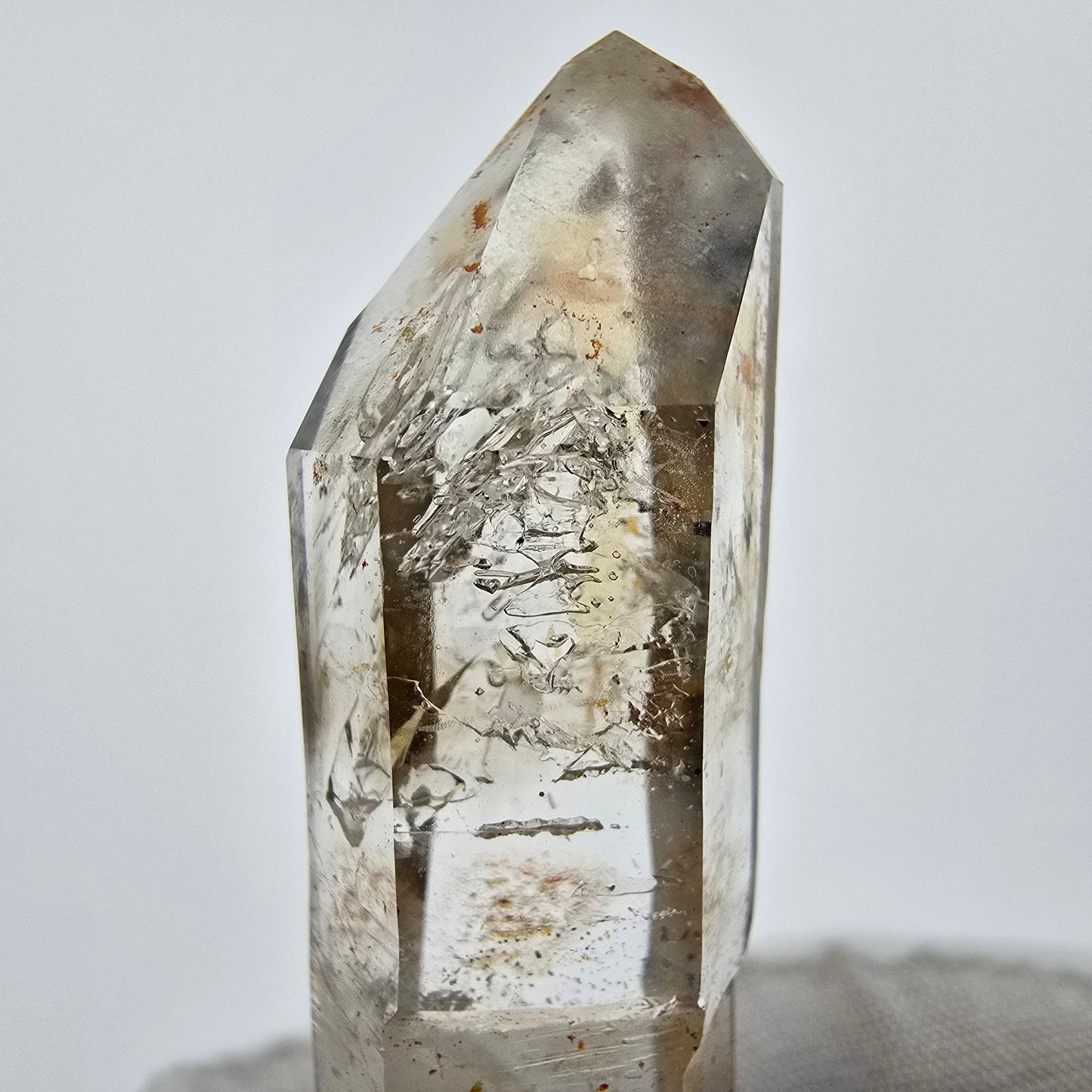 Enhydro Phantom Smoky Quartz Sceptre Tip 1x Bubble Goboboseb, Namibie 52*16*13mm 