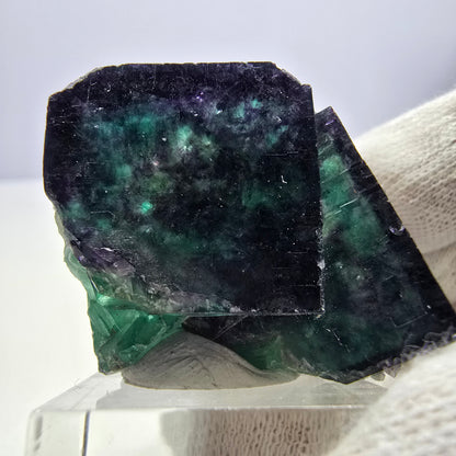 Clear Phantom Fluorite Cube Specimen zonal green purple Okorusu, Namibia 45*37*29mm 