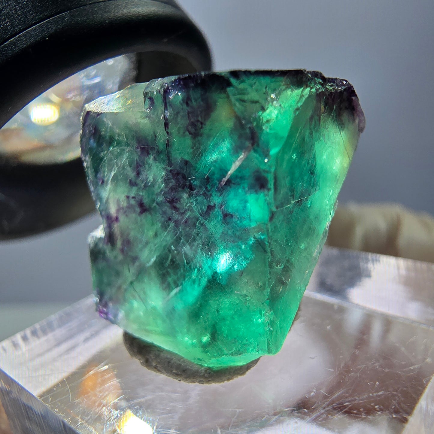 Phantom Fluorit Würfel Stufe, parkettiert grün lila Okorusu, Namibia 18*16*15mm