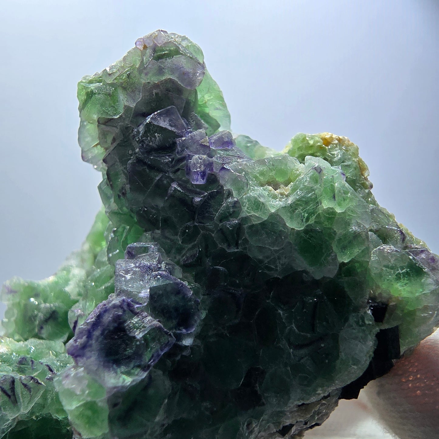 Cube de fluorite fantôme zonal, spécimen de muscovite, Erongo, Namibie, 63 x 50 x 43 mm 