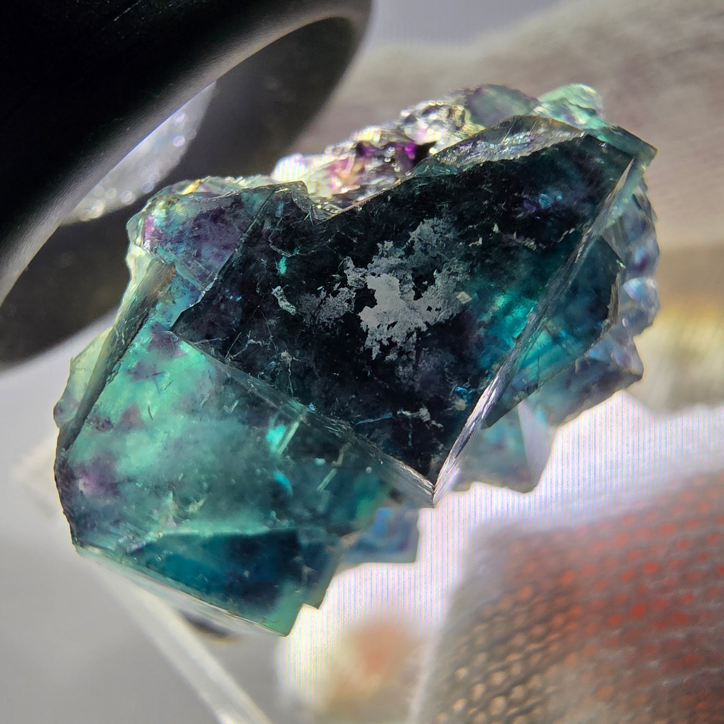 Spécimen de cube de fluorite fantôme, zonal – Nouvelle découverte ! Okorusu, Namibie, 30 x 20 x 17 mm 
