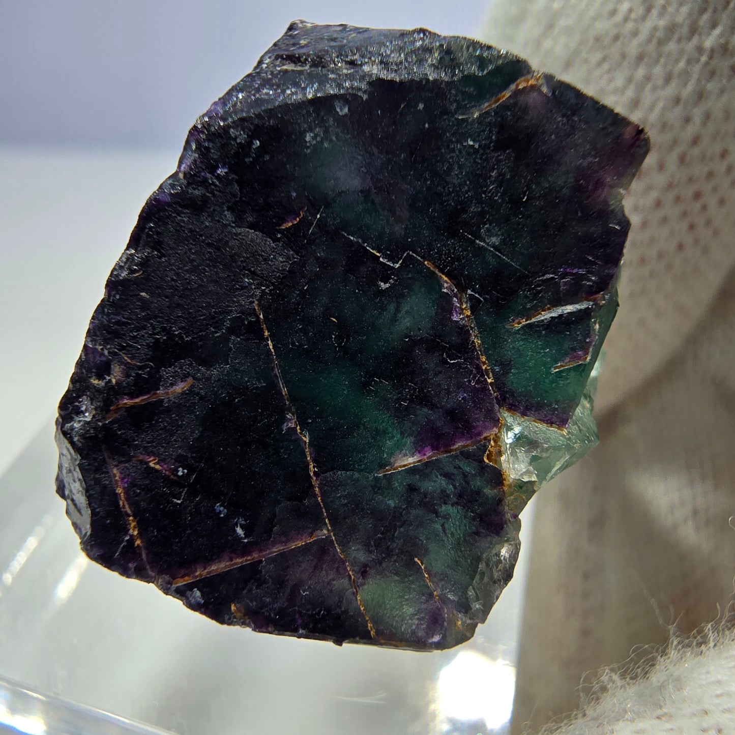 Clear Phantom Fluorite Cube Specimen zonal green purple Okorusu, Namibia 30*27*19mm 