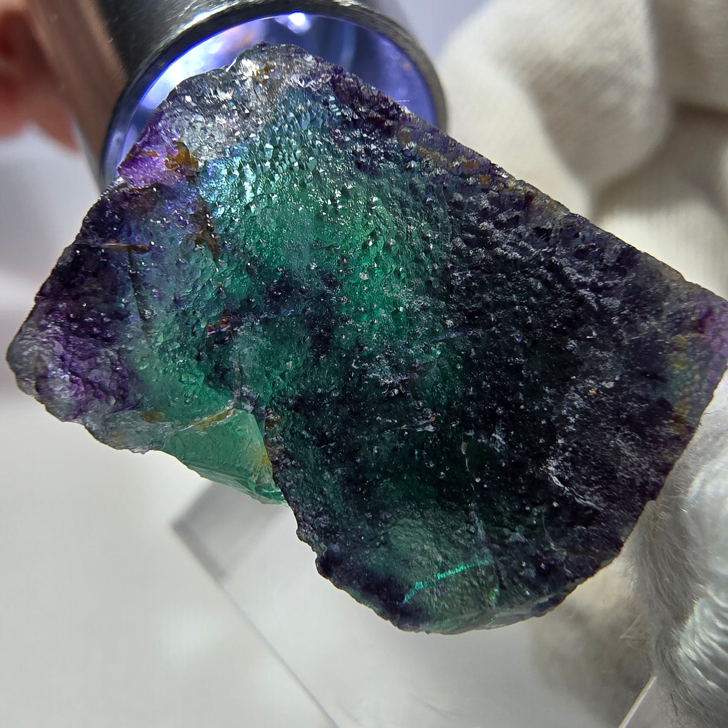 Rare cube de fluorite fantôme, vert violet zonal Okorusu, Namibie 29*28*15 mm 