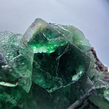 Fluorite fantôme, muscovite, hyalite, tourmaline Schörl, Erongo, Namibie, 49 x 38 x 30 mm 