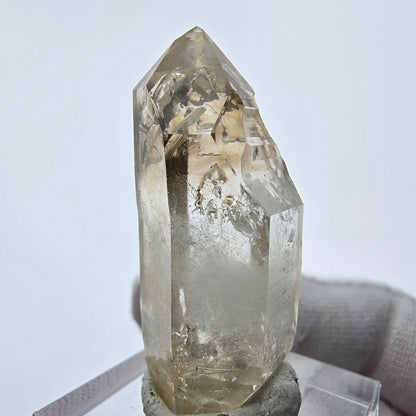 Enhydro Phantom Smoky Quartz Sceptre Tip 2x Bubble Goboboseb, Namibie 39*17*16mm 