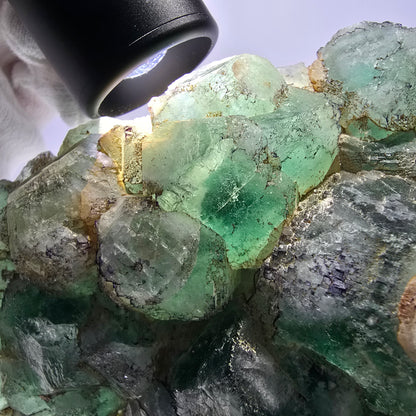 Cube de fluorite fantôme XL hexagonal à gradins zonal Erongo, Namibie 142 x 110 x 41 mm 