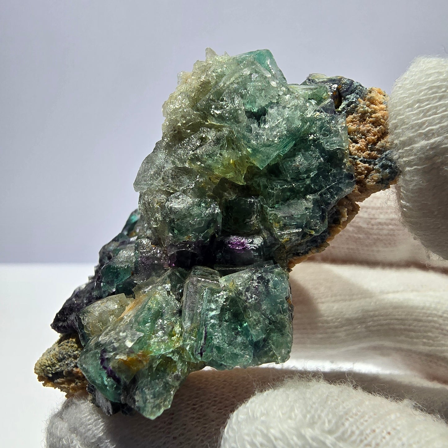 Cube de fluorite fantôme zonal, spécimen d'orthose, Erongo, Namibie, 62 x 45 x 30 mm 