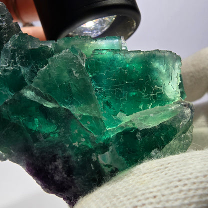 Grand cube de fluorite fantôme vert étagé Okorusu Namibie 94 x 58 x 46 mm 