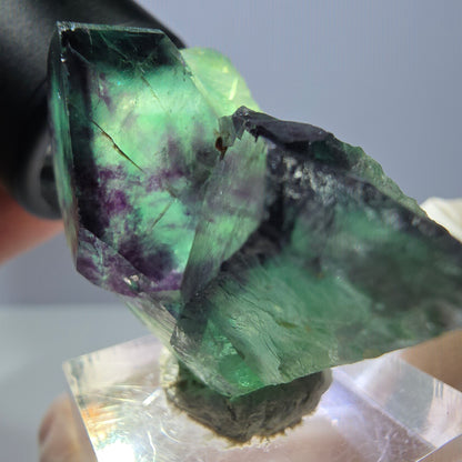 Phantom Fluorit Würfel Stufe, grün lila Okorusu, Namibia 34*32*20mm