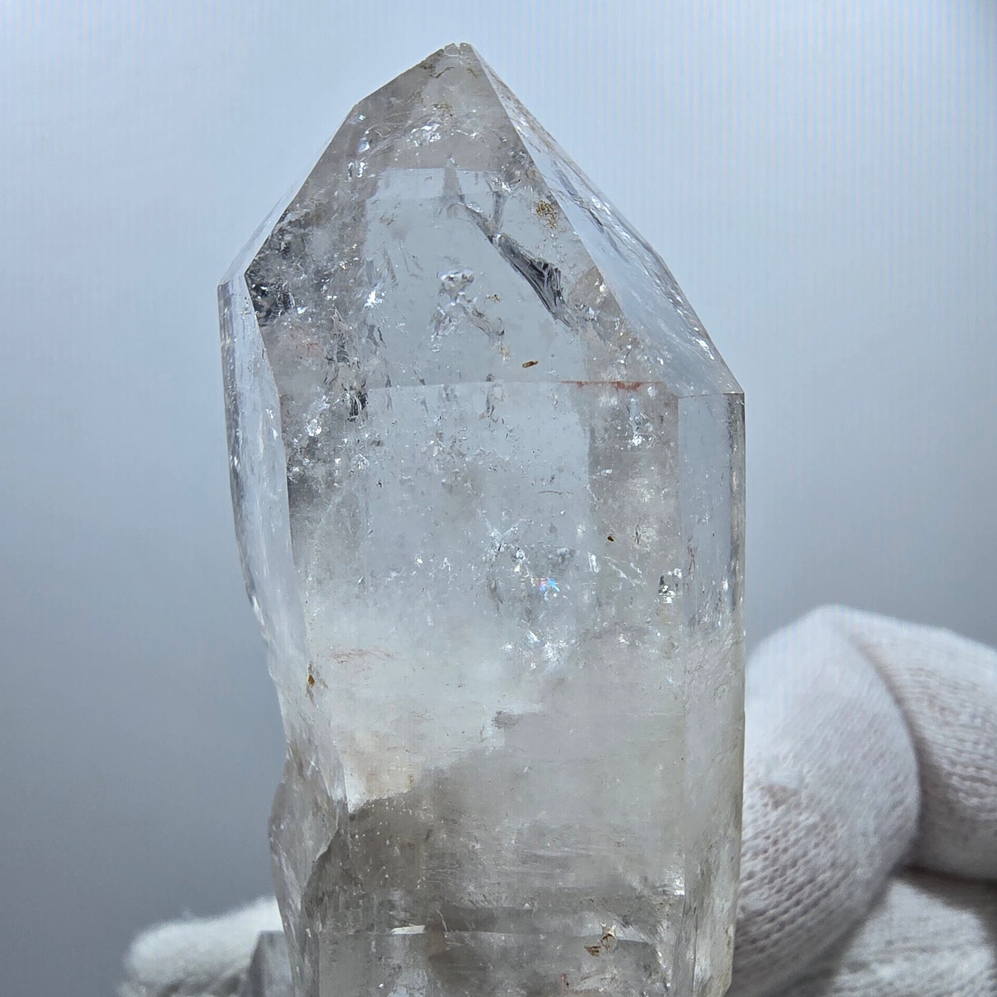Sceptre DT en quartz fumé fantôme Enhydro, poche en calcite Valentine Goboboseb Namibie 60 x 27 x 22 mm 