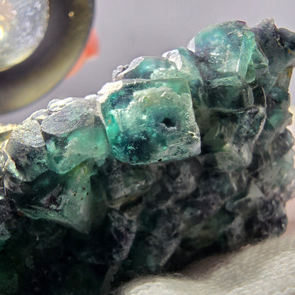Rares cubes de fluorite fantôme zonaux, spécimen de hyalite Erongo, Namibie 82 x 49 x 26 mm 