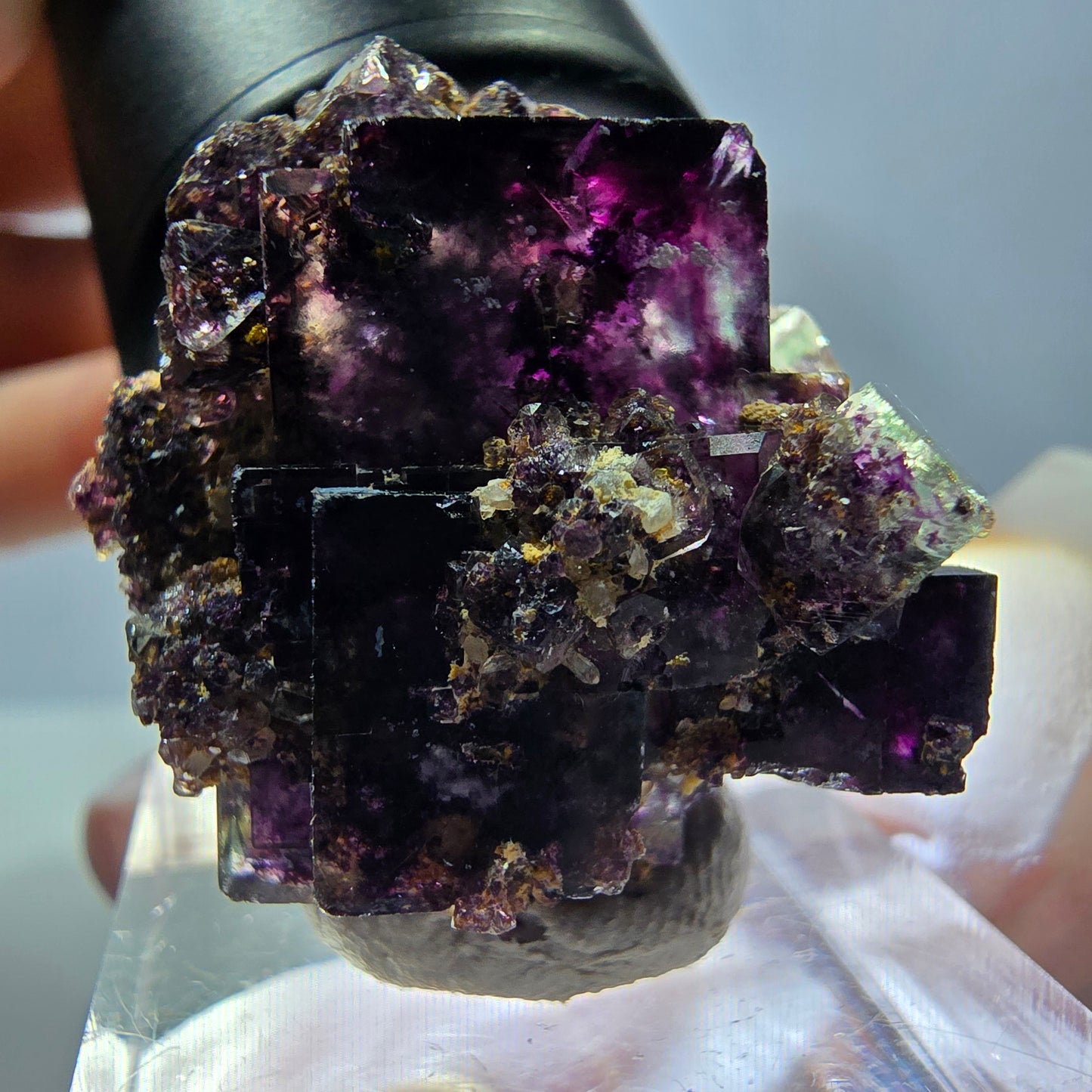 Phantom Fluorit Würfel Stufe, grün lila Okorusu, Namibia 29*26*20mm