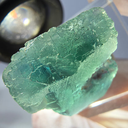 Cube de fluorite fantôme transparente parquetée, vert Okorusu, Namibie 20 x 18 x 17 mm 
