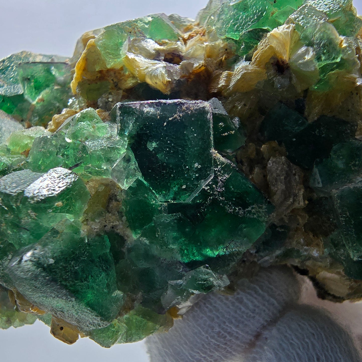 Cube de fluorite fantôme zonal, spécimen de muscovite, Erongo, Namibie, 75 x 49 x 41 mm 