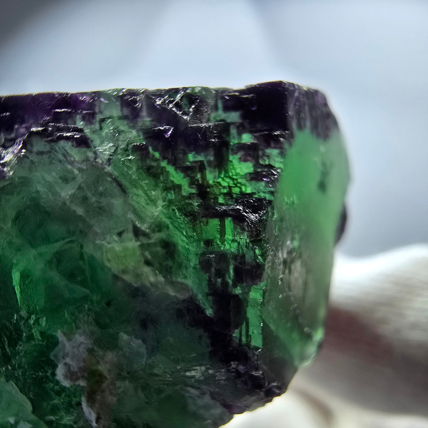 Seltener Phantom Fluorit Würfel, zonal grün lila Okorusu, Namibia 40*35*29mm