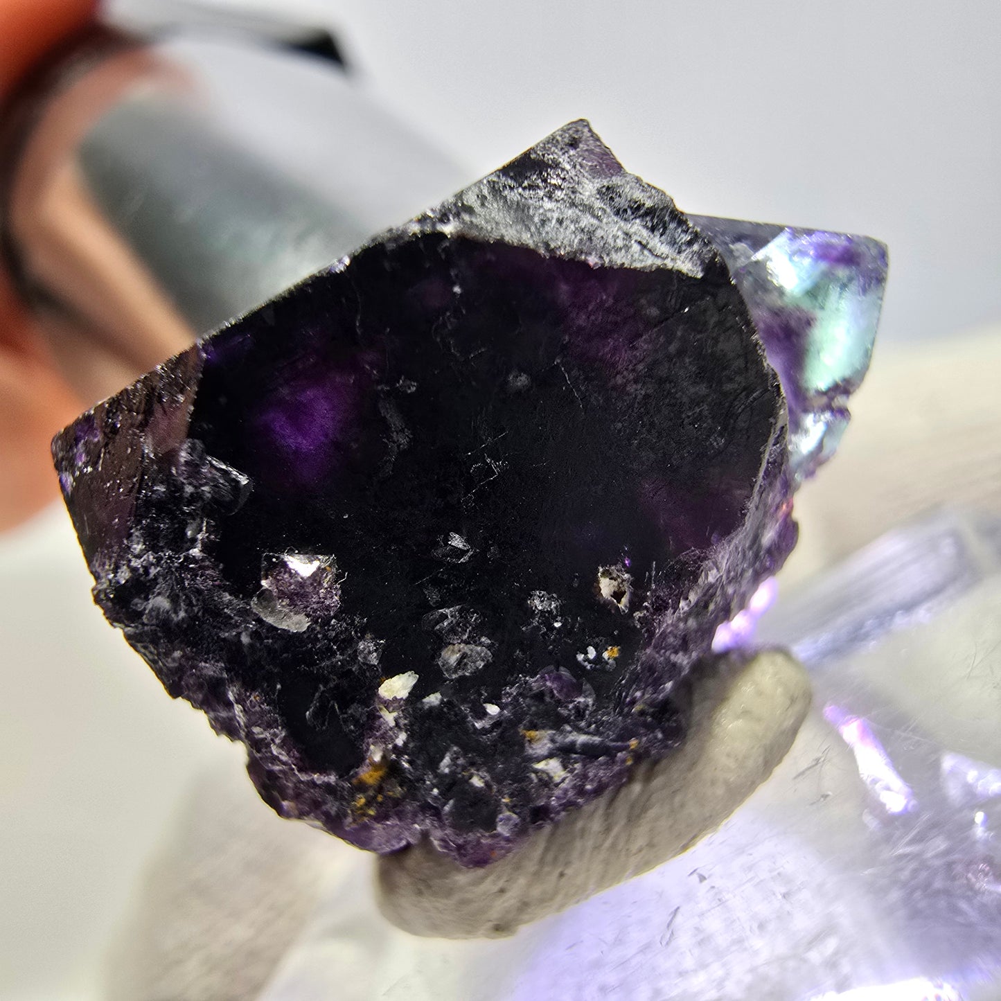 Spécimen de cube de fluorite fantôme zonal, vert violet Okorusu, Namibie 22*21*19mm 