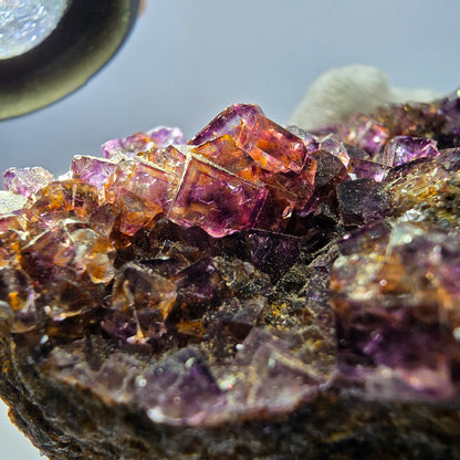 Phantom Fluorit Würfel Stufe doppelseitig lila gelb Okorusu Namibia 79*61*27mm