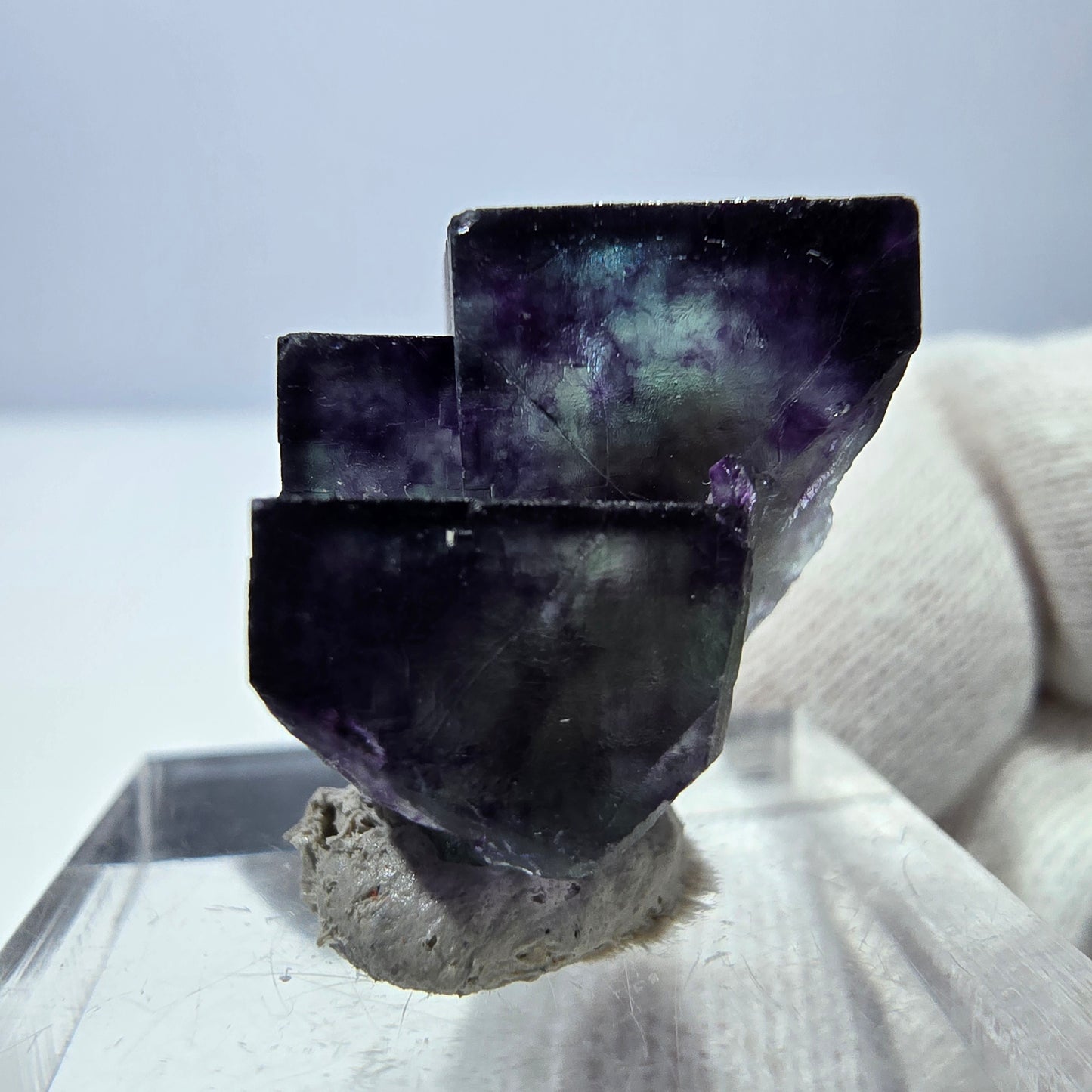 Spécimen de cube de fluorite fantôme zonal, vert violet Okorusu, Namibie 22*17*16mm 